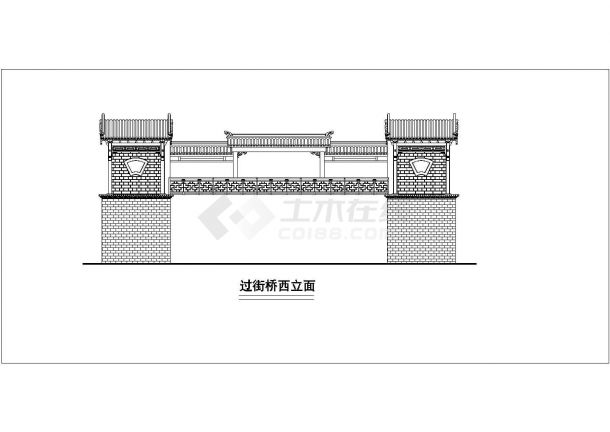 天津市某文化公园2层框混结构仿古观景城楼建筑设计CAD图纸-图二