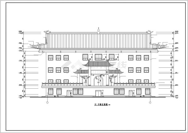 泰州市某寺庙6300平米4层框架结构仿古僧舍建筑设计CAD图纸-图二