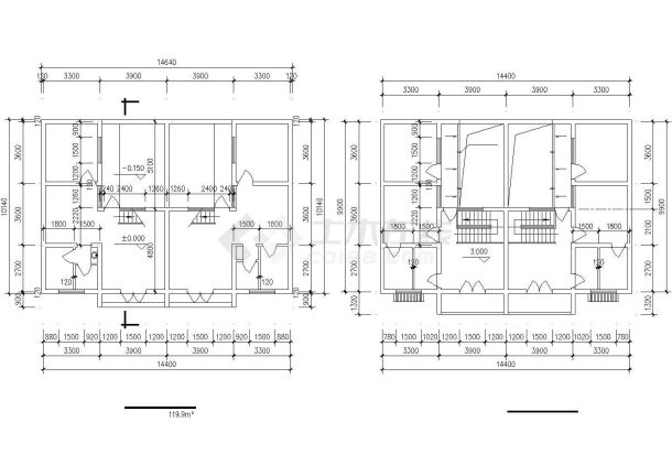 某知名风景区2层仿唐风格民居楼建筑设计CAD图纸（3套方案）-图二