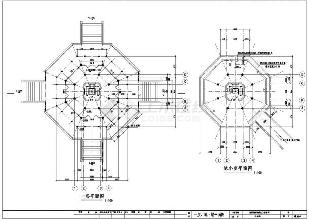 舟山市某风景区7层框架结构仿古观景塔建筑设计CAD图纸-图一