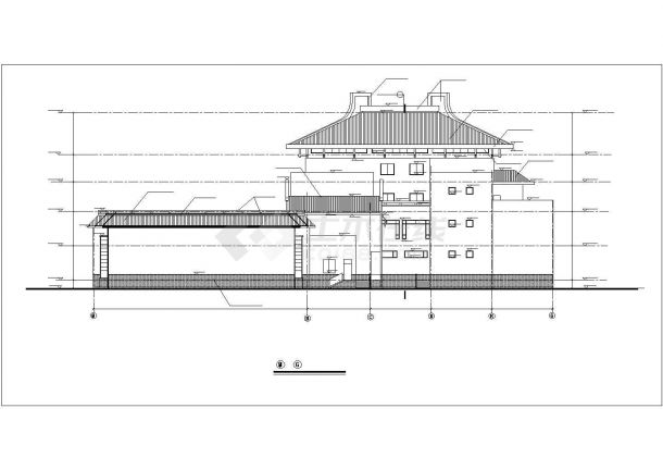 泉州市某文化生态园5层框架结构仿古综合办公楼建筑设计CAD图纸-图一