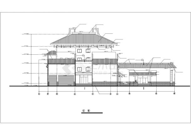 泉州市某文化生态园5层框架结构仿古综合办公楼建筑设计CAD图纸-图二