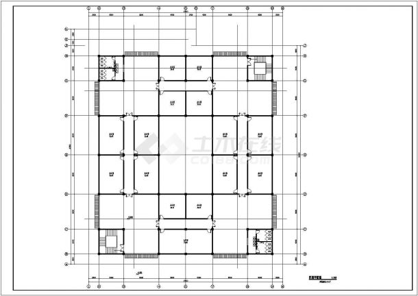 7400平米四层框架结构仿古商业综合楼建筑设计CAD图纸-图一