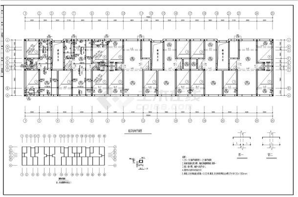 某城市小区住宅楼砖混建筑结构布置CAD规划详图-图一