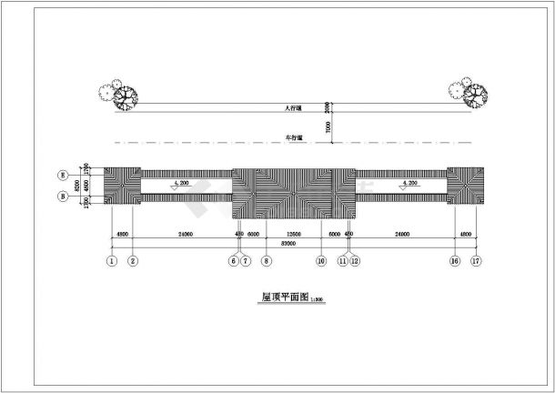 占地750平米3层框架结构仿古综合楼建筑设计CAD图纸-图二