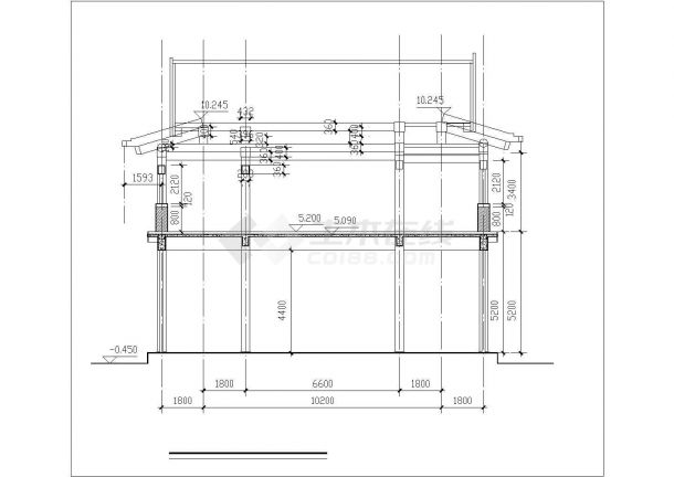 沧州市某商业2层框架结构仿古建筑全套施工设计CAD图纸-图一