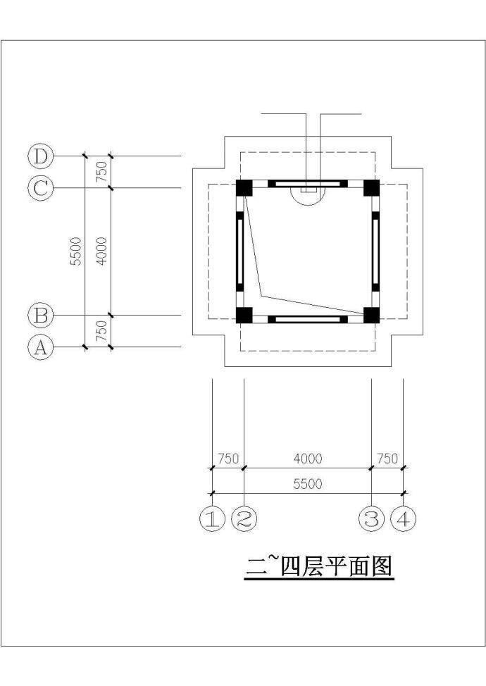 郑州市某文化生态园5层仿古钟楼建筑设计CAD图纸_图1