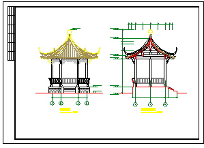 观景亭建筑设计CAD图纸-图一