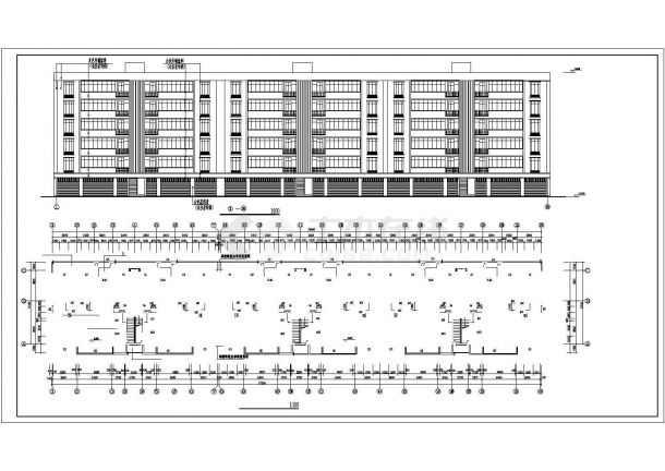 7900平米6层框混结构商住楼全套建筑设计CAD图纸（单层商铺）-图一