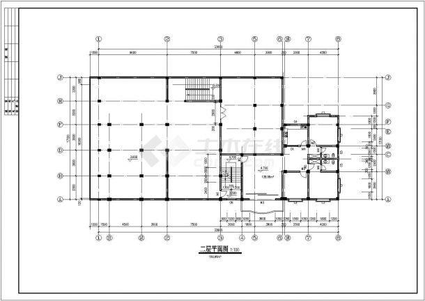 5100平米7层框混结构住宅楼建筑设计CAD图纸（1-2层商业用房）-图一