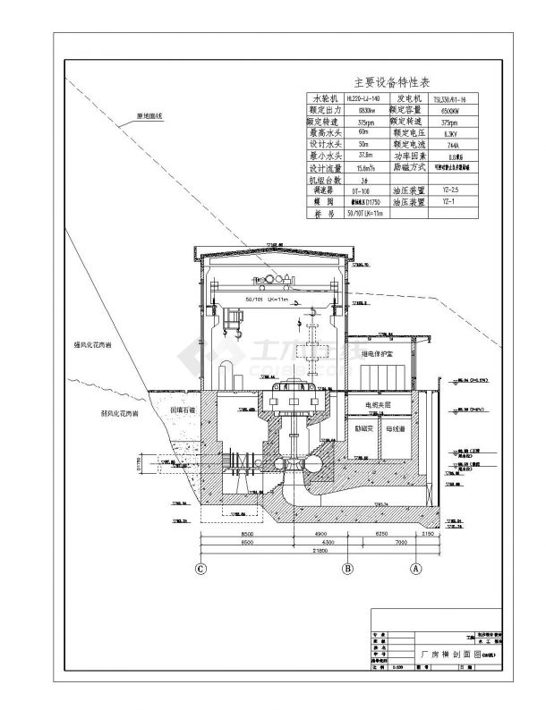 【广东】某水电站初步设计全套施工图（含效果图）-图一