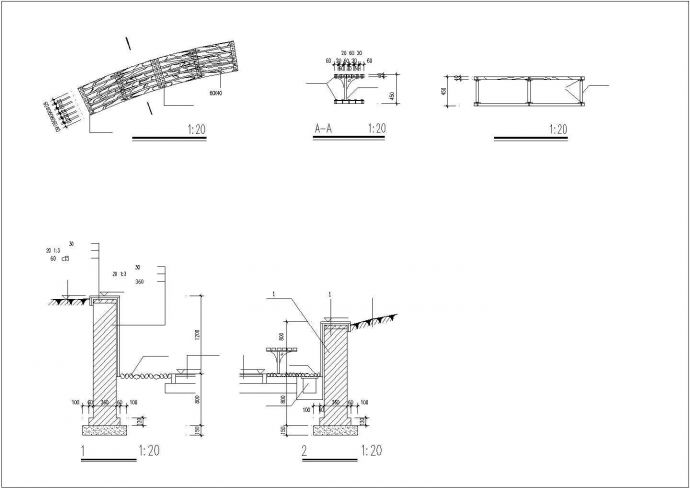 座椅及挡土墙建筑设计施工图_图1