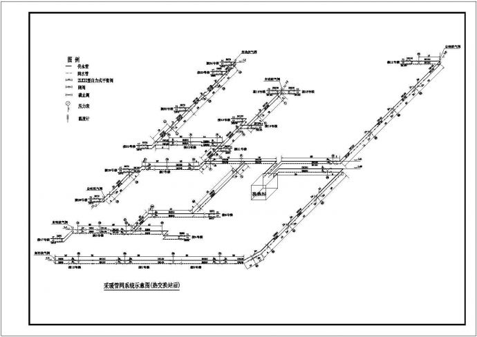 【苏州】某地商业街室外直埋热力管网平面图(含直埋横断面图)_图1
