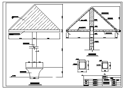 伞亭建筑平立面及结构图