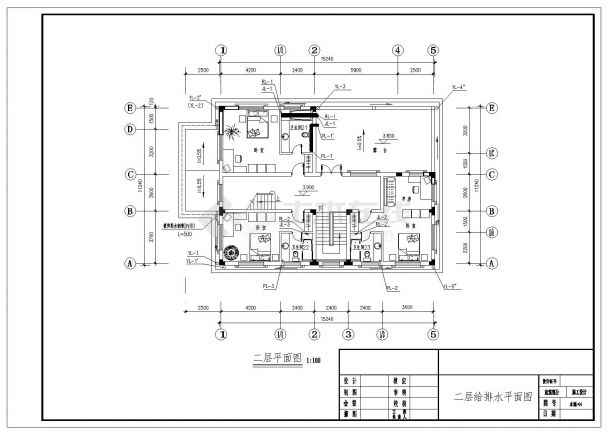 3层独栋别墅给排水工程CAD图纸-图二