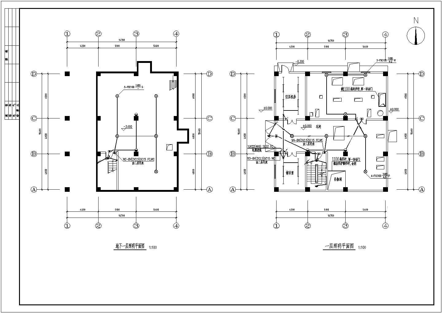 中小型饲料工厂电气照明系统设计CAD参考图