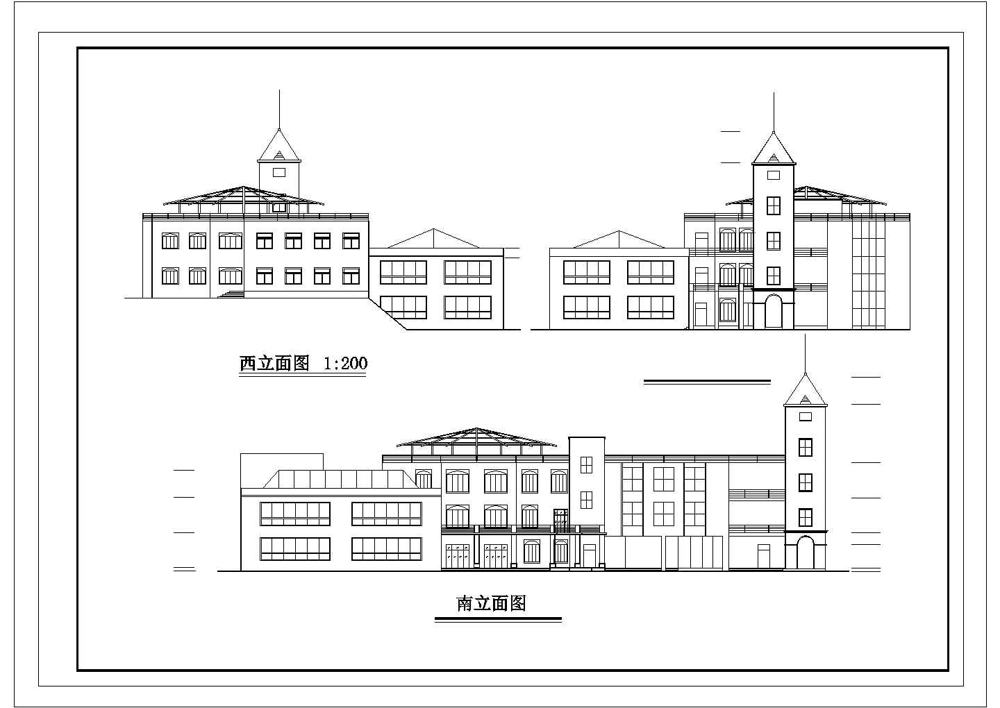 3层某小区会所建筑设计施工图