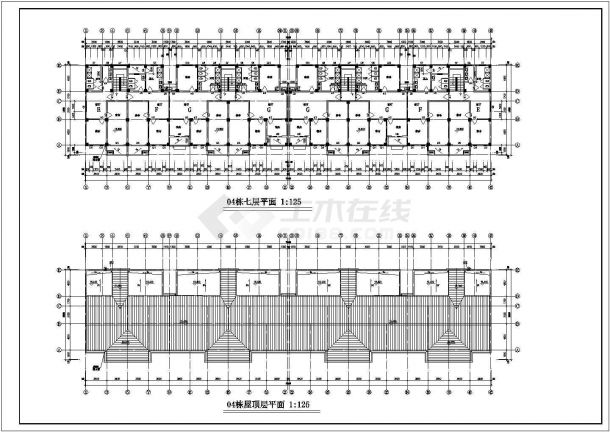 某地区工业大学4栋学生宿舍楼建筑设计CAD图（含平立剖、阳台平面大样）-图一