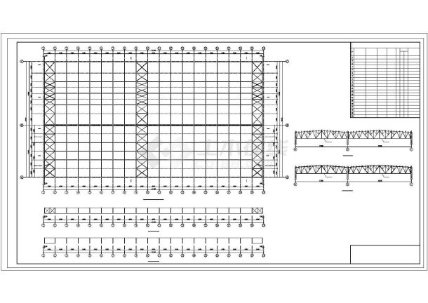 114x60m钢结构仓库上部结构设计cad图，共12张-图一