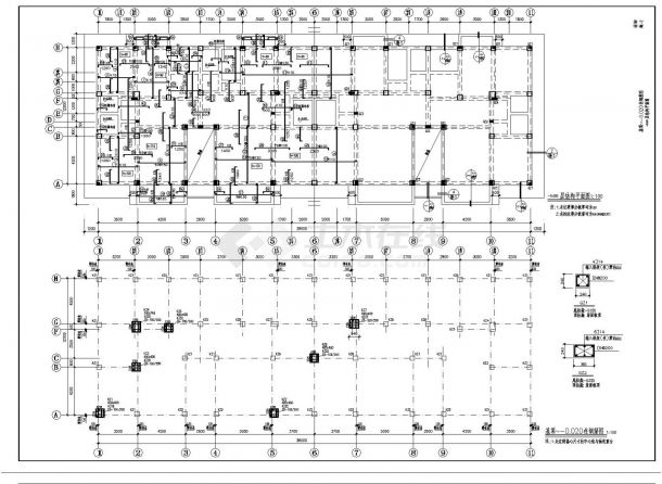 某小区住宅楼底框结构布置施工图CAD详图-图一
