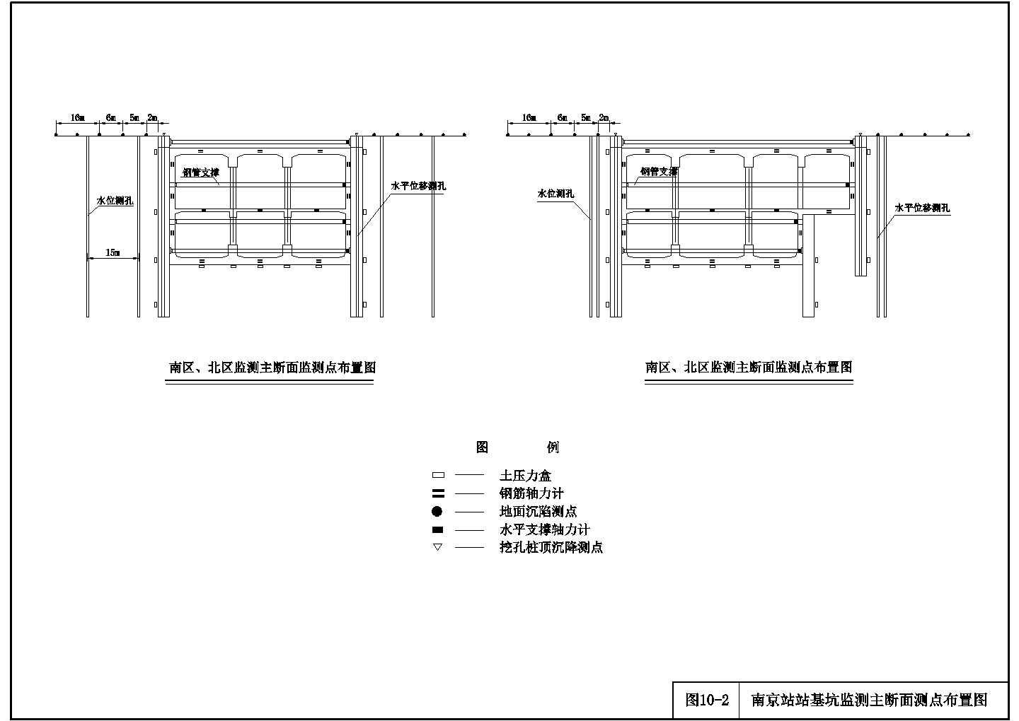 某南京站站基坑监测点主断面测点CAD布置图