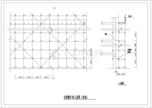 某双排脚手架CAD详细构造设计立面图-图一