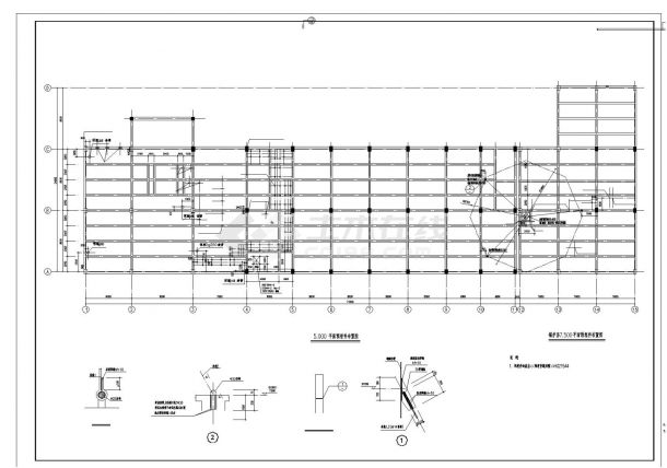 某联合厂房框架结构布置施工图CAD规划详图-图一