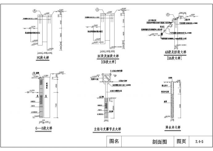 某高层大厦深基坑围护结构施工CAD设计图（钻孔桩 内支撑体系）_图1