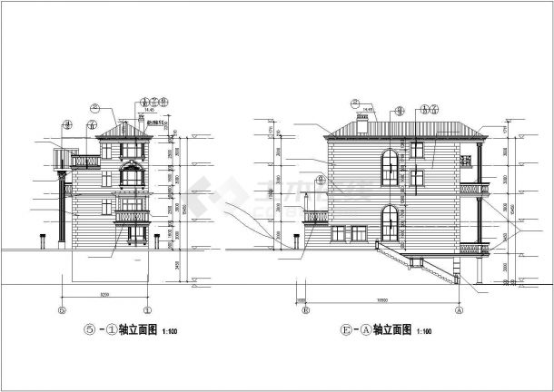 南京市某村镇530平米4层框架结构豪华独栋乡村别墅建筑设计CAD图纸-图二