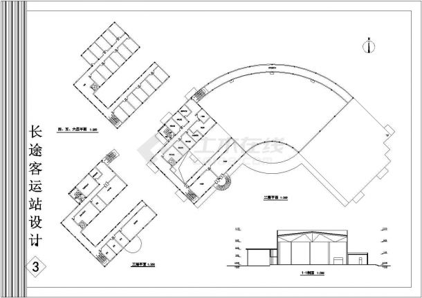 某地郊区小型长途客运站全套施工设计cad图-图二