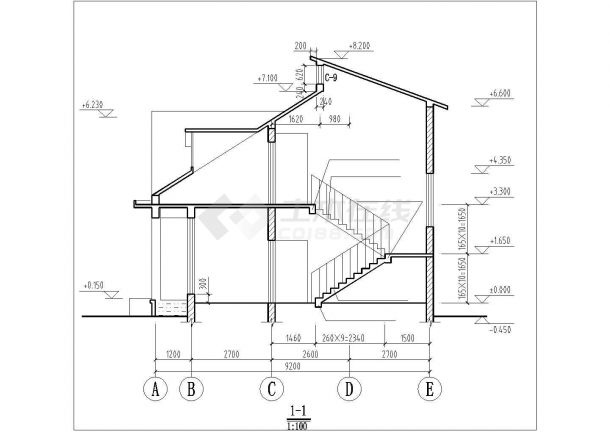 舟山市某别墅区2层砖混结构现代化别墅全套建筑设计CAD图纸-图一