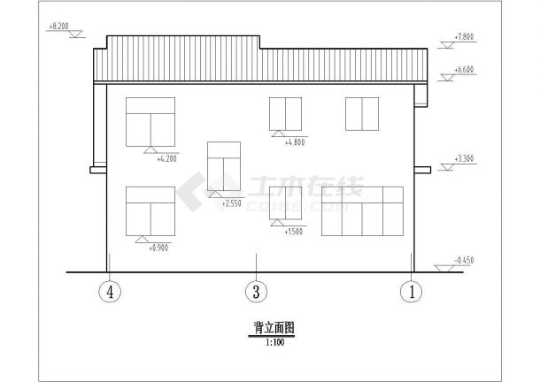 舟山市某别墅区2层砖混结构现代化别墅全套建筑设计CAD图纸-图二