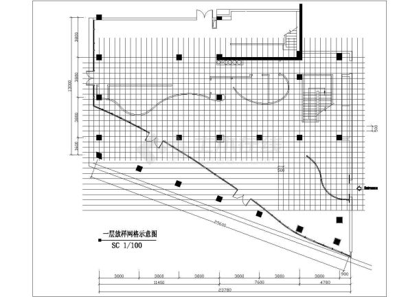 某两层餐厅CAD构造室内装修设计完整平面图-图二