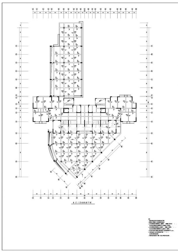 某市高层住宅楼框剪结构布置施工参考详图-图二