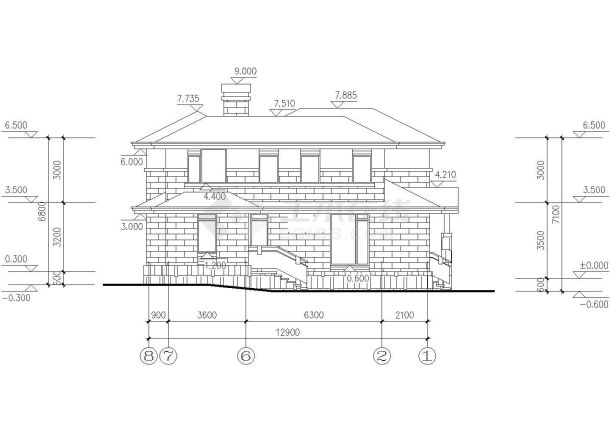 某地大型经典别墅建筑cad施工图纸-图二