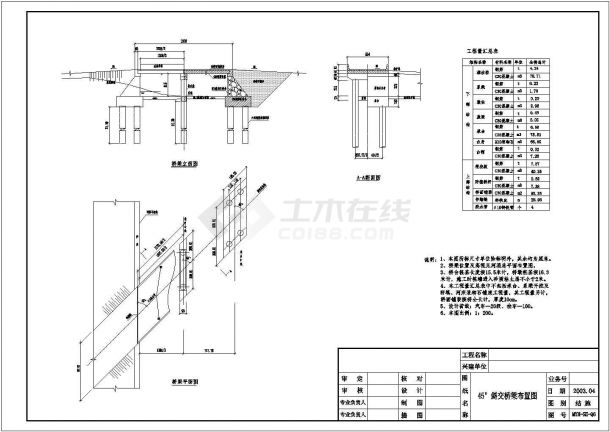 南京市某设计院设计建造斜交板桥设计cad图纸-图二