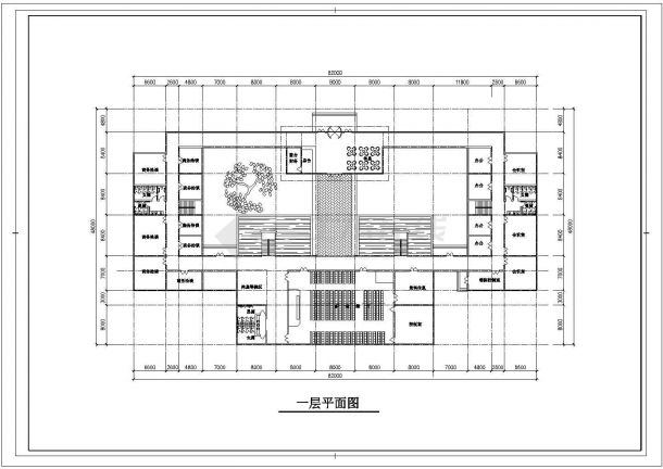 1层园林会所建筑CAD平面布置参考图-图二