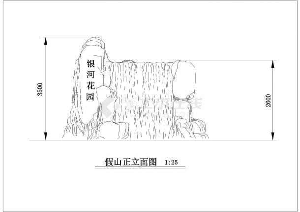 某施工假山CAD详细完整平立剖面图-图一