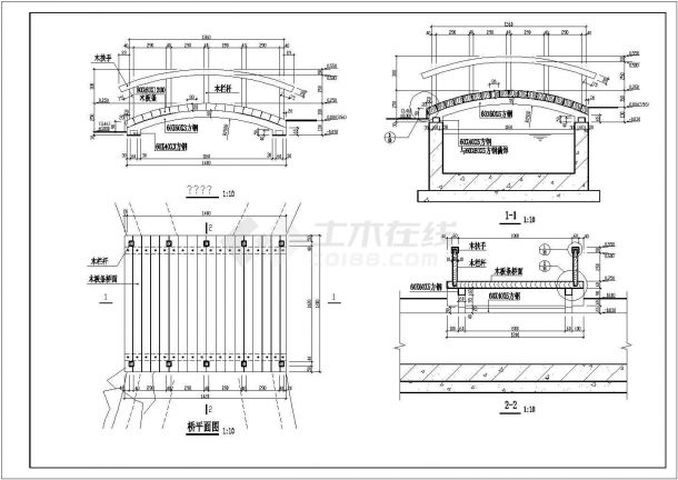 某园林小桥CAD设计完整施工图-图一