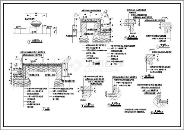 某地市区一套旱喷广场全套施工设计cad图（含设计说明）-图二