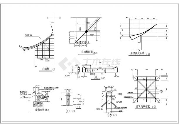 某古建四角亭施工CAD完整构造设计详图-图二