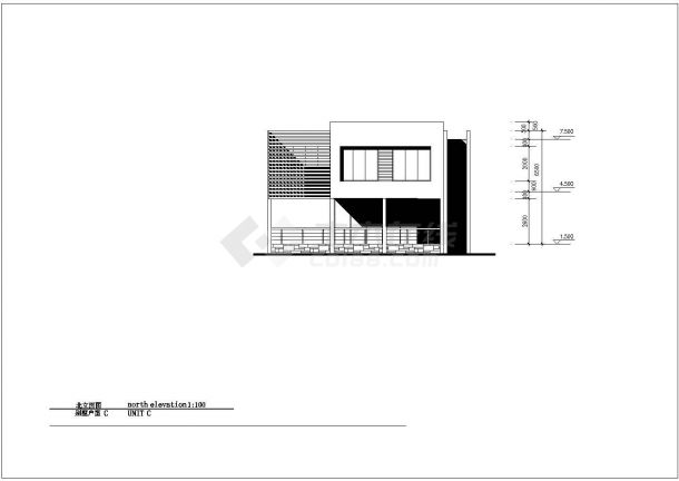 某地C户型别墅建筑设计平面布置参考图-图二