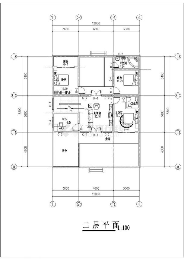 某扬州市三层住宅楼建筑设计图纸-图二