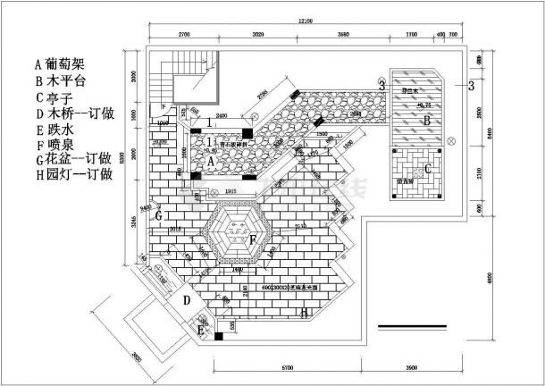 龙岩屋顶花园设计全套施工cad图-图一