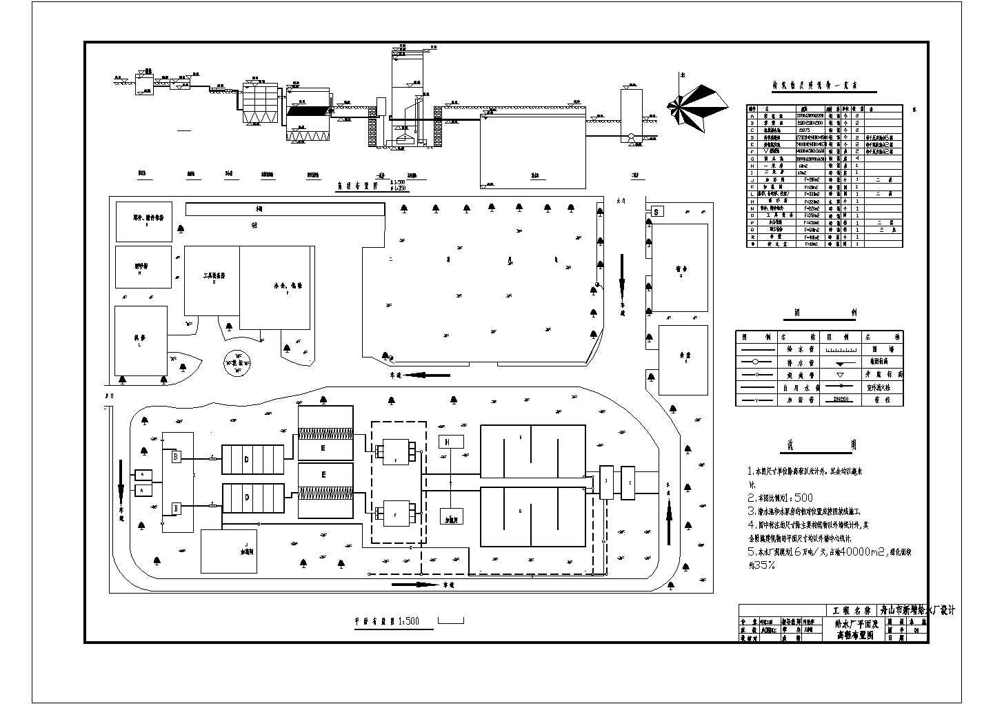 某大型水厂建筑施工设计方案CAD图