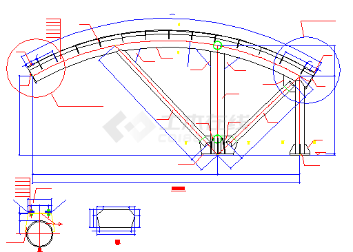 膜结构桁架节点cad设计详图（8张）-图一