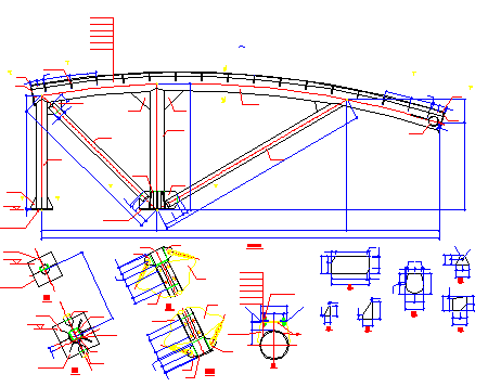 膜结构桁架节点cad设计详图（8张）-图二
