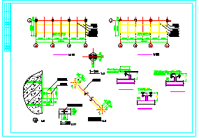 某地的某轻钢雨棚设计cad施工详细图纸-图二