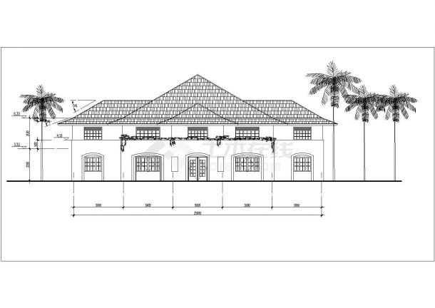 青岛市某海边583平米3层框混结构夏威夷风格别墅平立面设计CAD图纸-图二