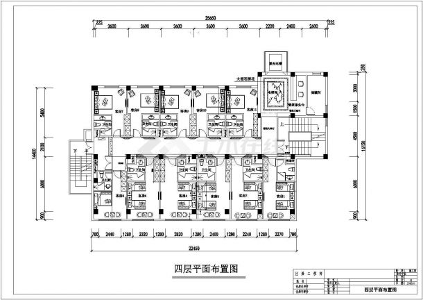 四川某八层商务宾馆施工CAD图-图二